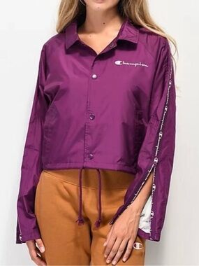 Champion Purple Windbreaker Jacket - Retro Vintage Streetwear Parachute Jumper